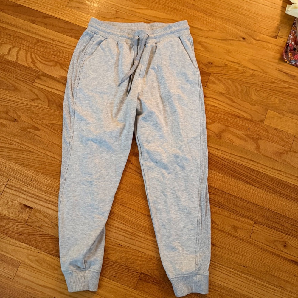Danskin Jogger Sweatpants Size Large Gray Heathered Drawstring Pockets 9976